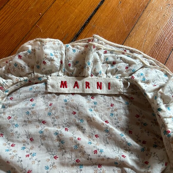 MARNI Floral Ruffle Blouse - Size M (40 IT) - Cream With Flowers - Picture 3 of 6